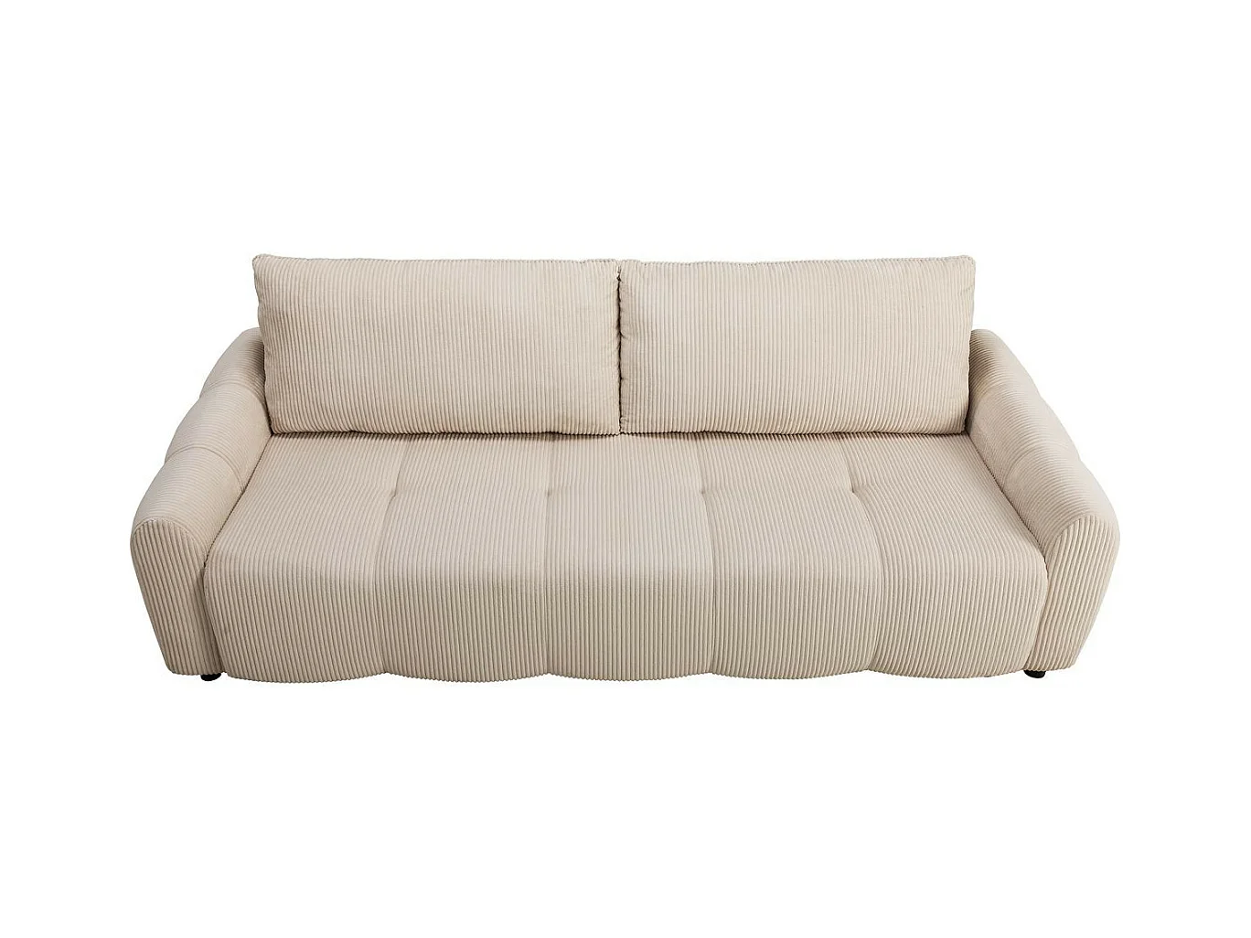 Canapé convertible 3 places en velours côtelé beige - Carla