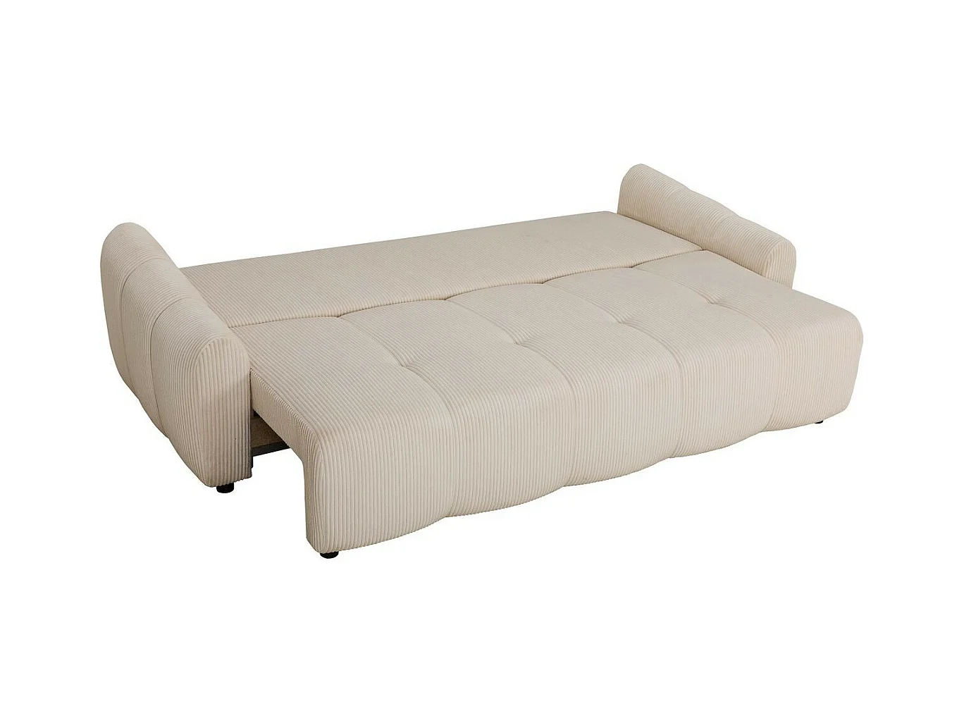 Canapé convertible 3 places en velours côtelé beige - Carla