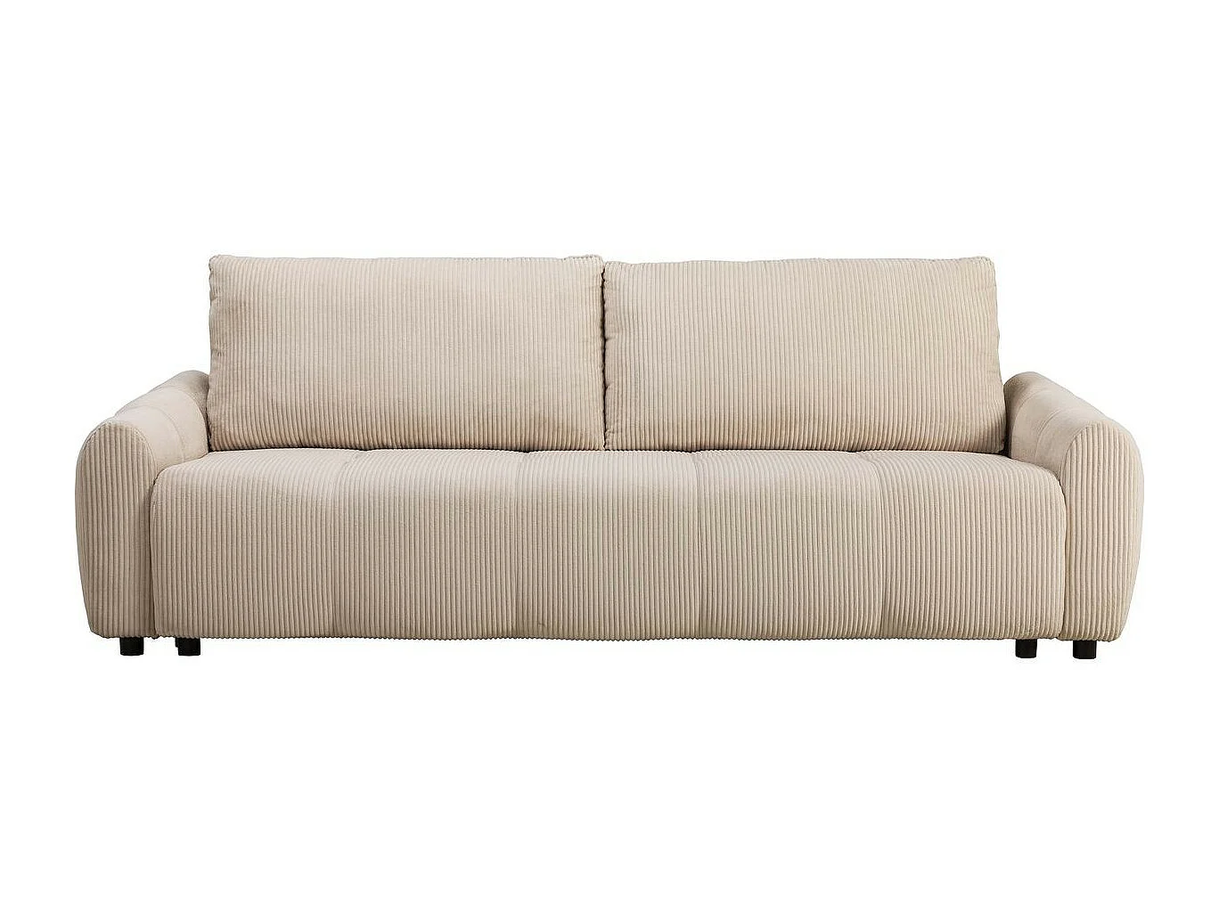 Canapé convertible 3 places en velours côtelé beige - Carla