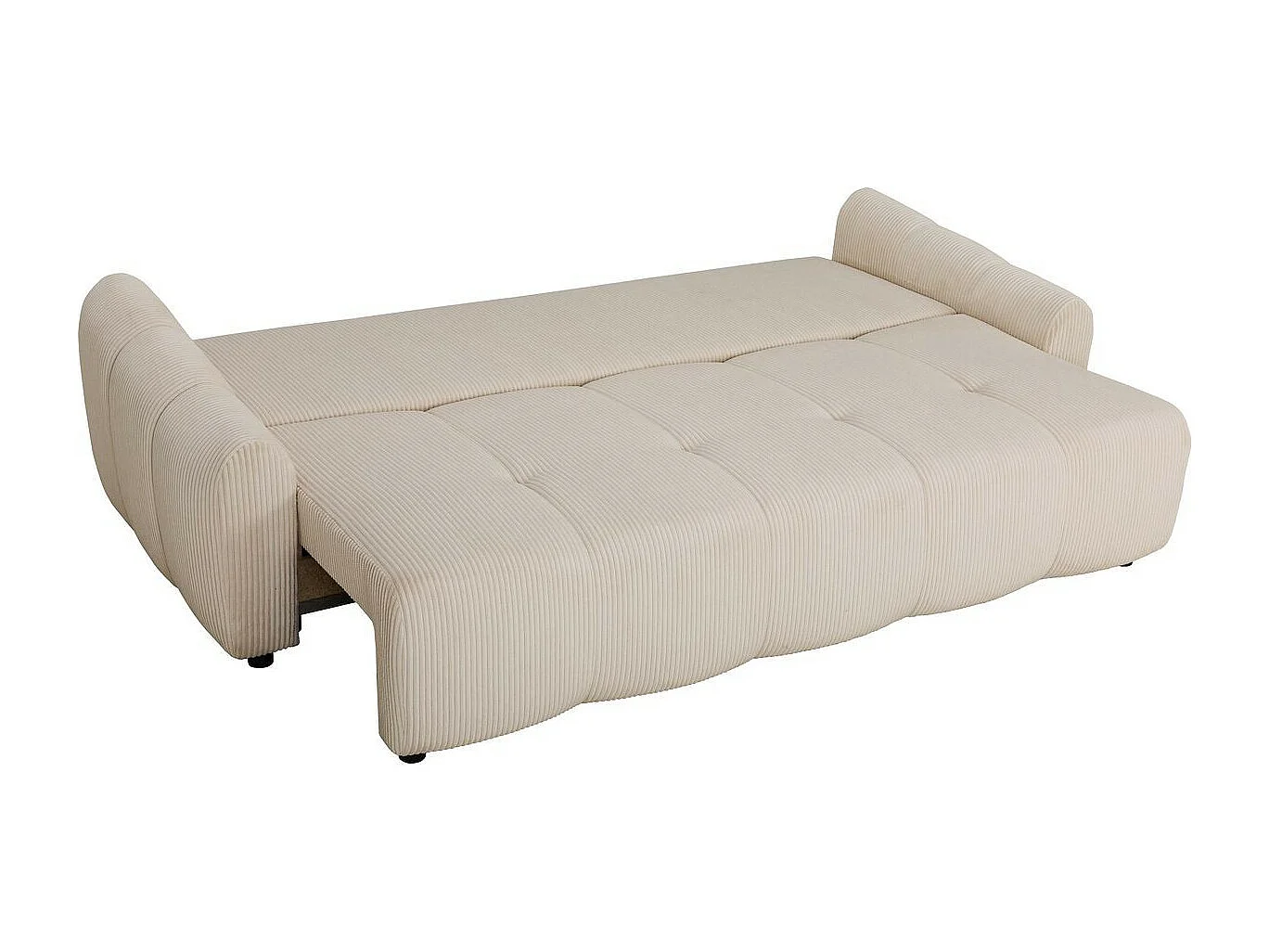 Canapé convertible 3 places en velours côtelé beige - Carla