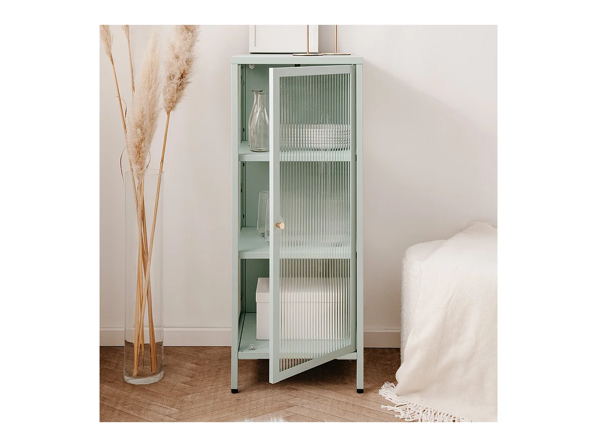 Buffet haut 1 porte vitrée vert menthe - Mick