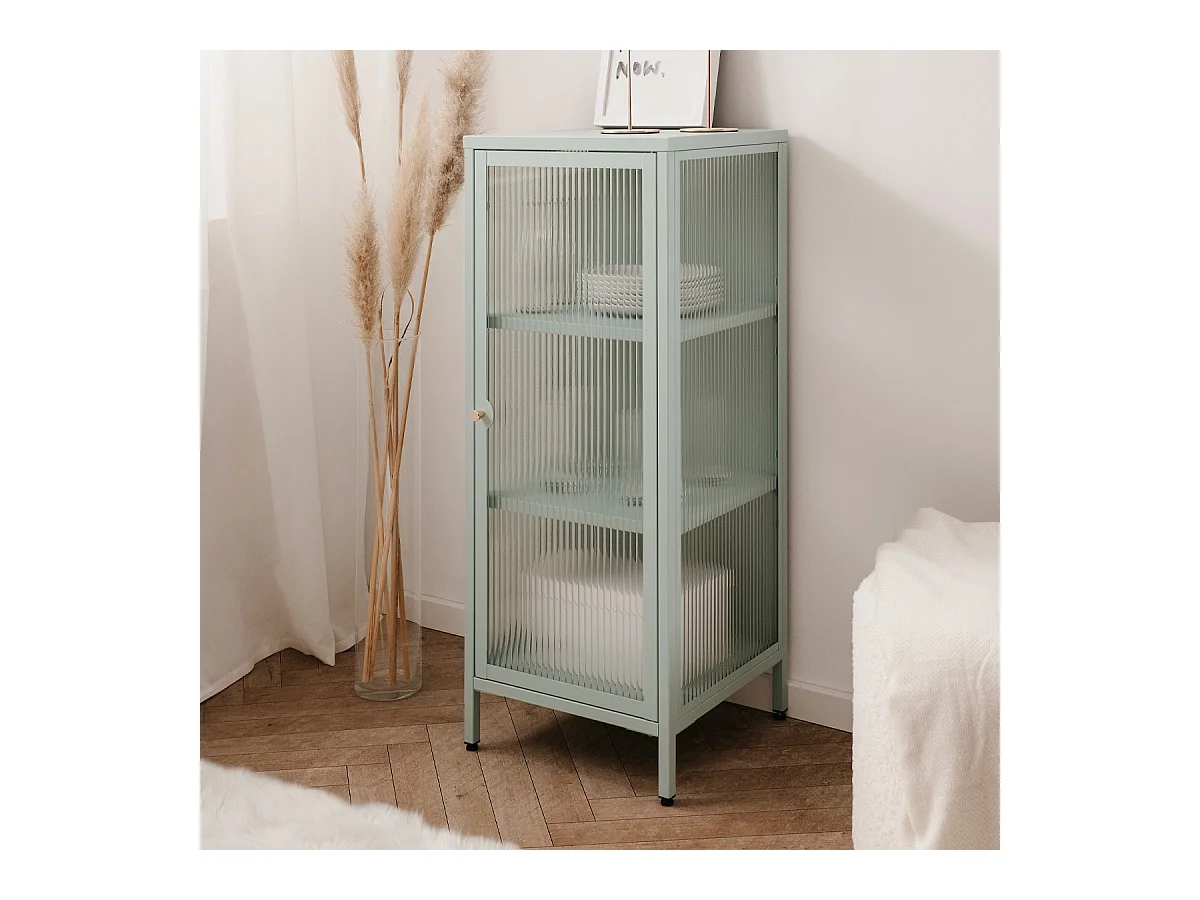 Buffet haut 1 porte vitrée vert menthe - Mick