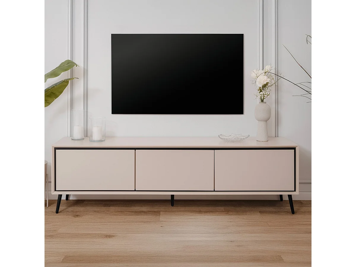 Meuble TV 3 portes cappuccino - Aris