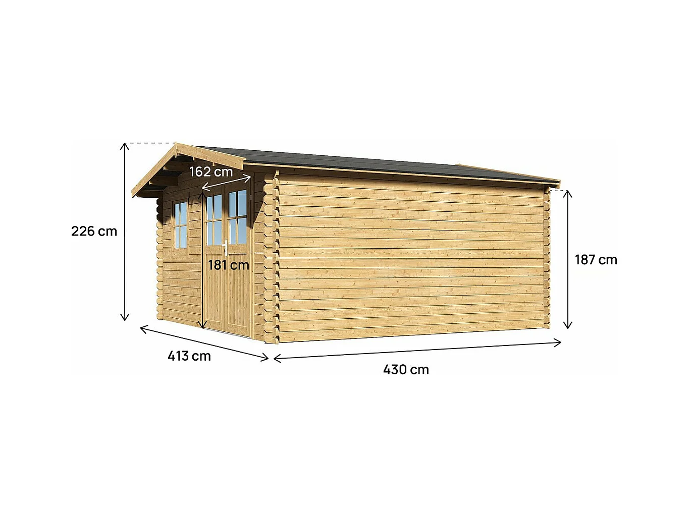 Abri de jardin bois "Belval" - 19 m² - 28 mm
