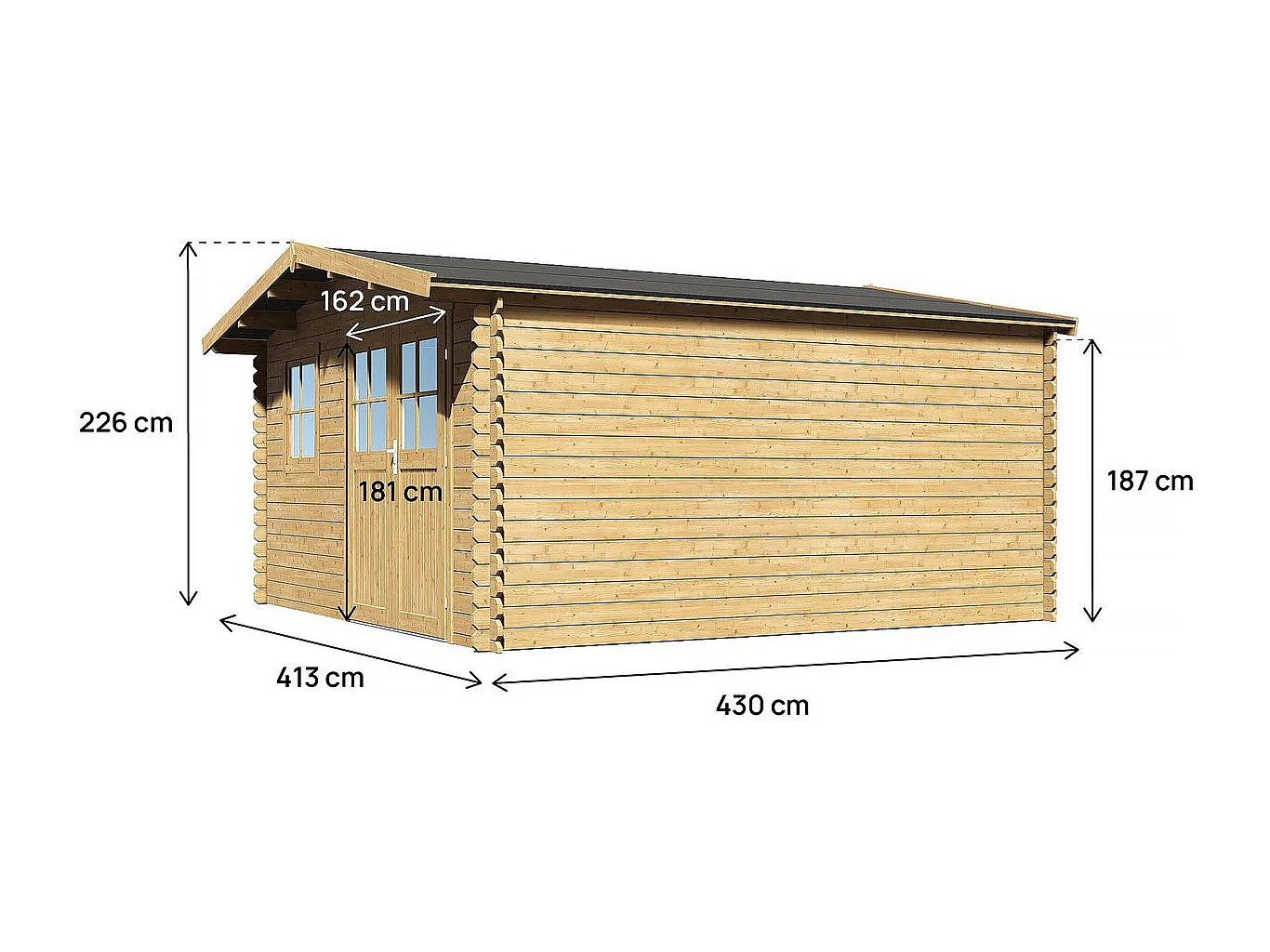 Abri de jardin bois "Belval" - 19 m² - 28 mm