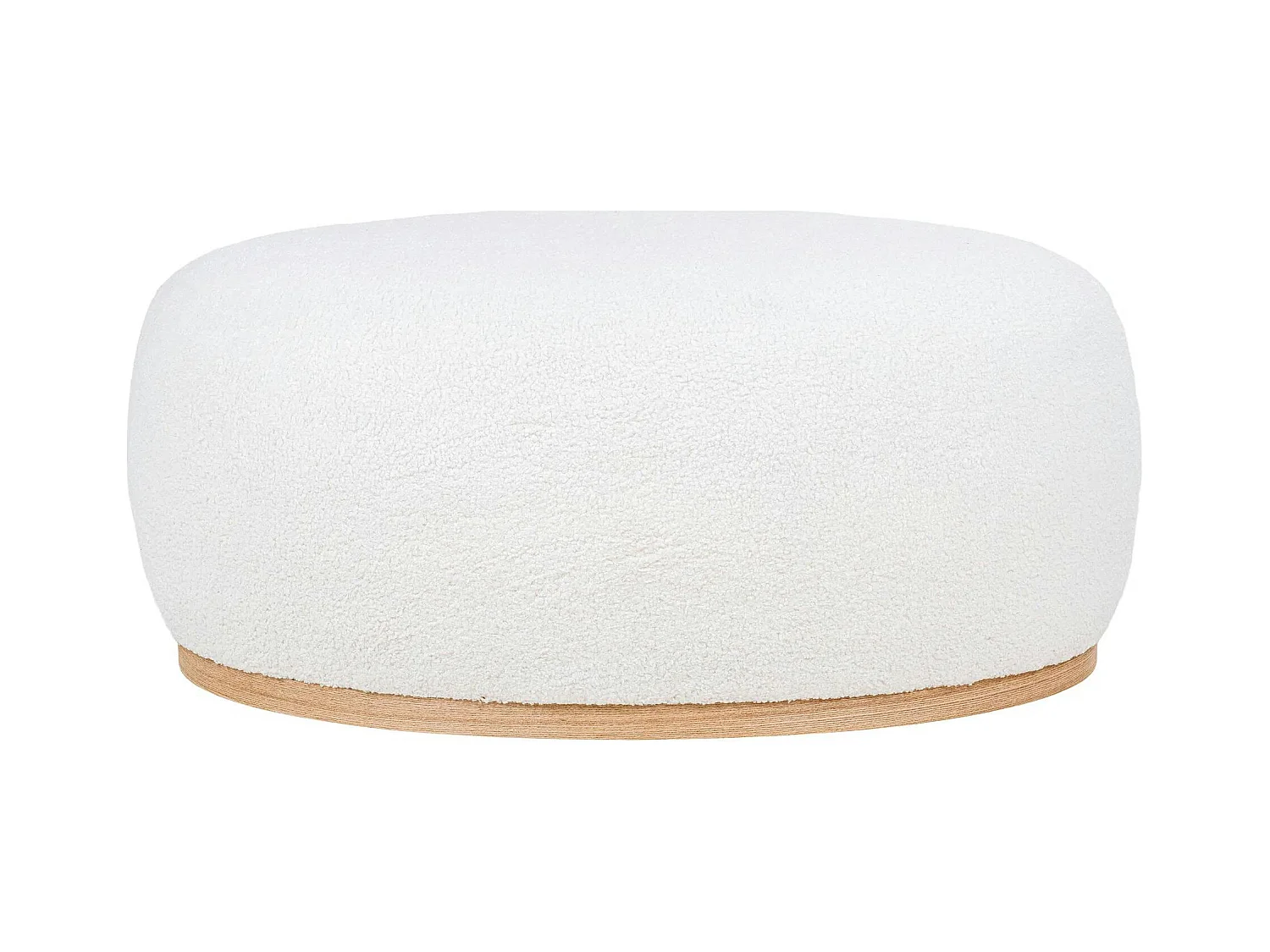 Pouf blanc forme organique sur base en bois BRUGES