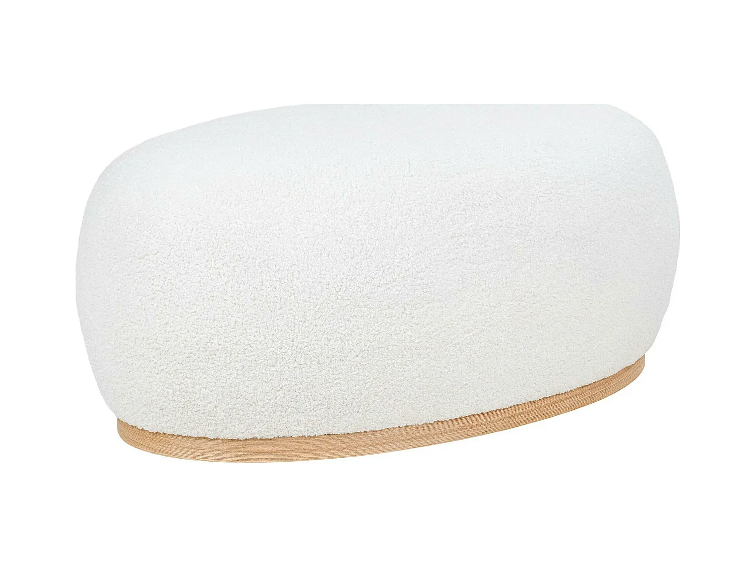 Pouf blanc forme organique sur base en bois BRUGES