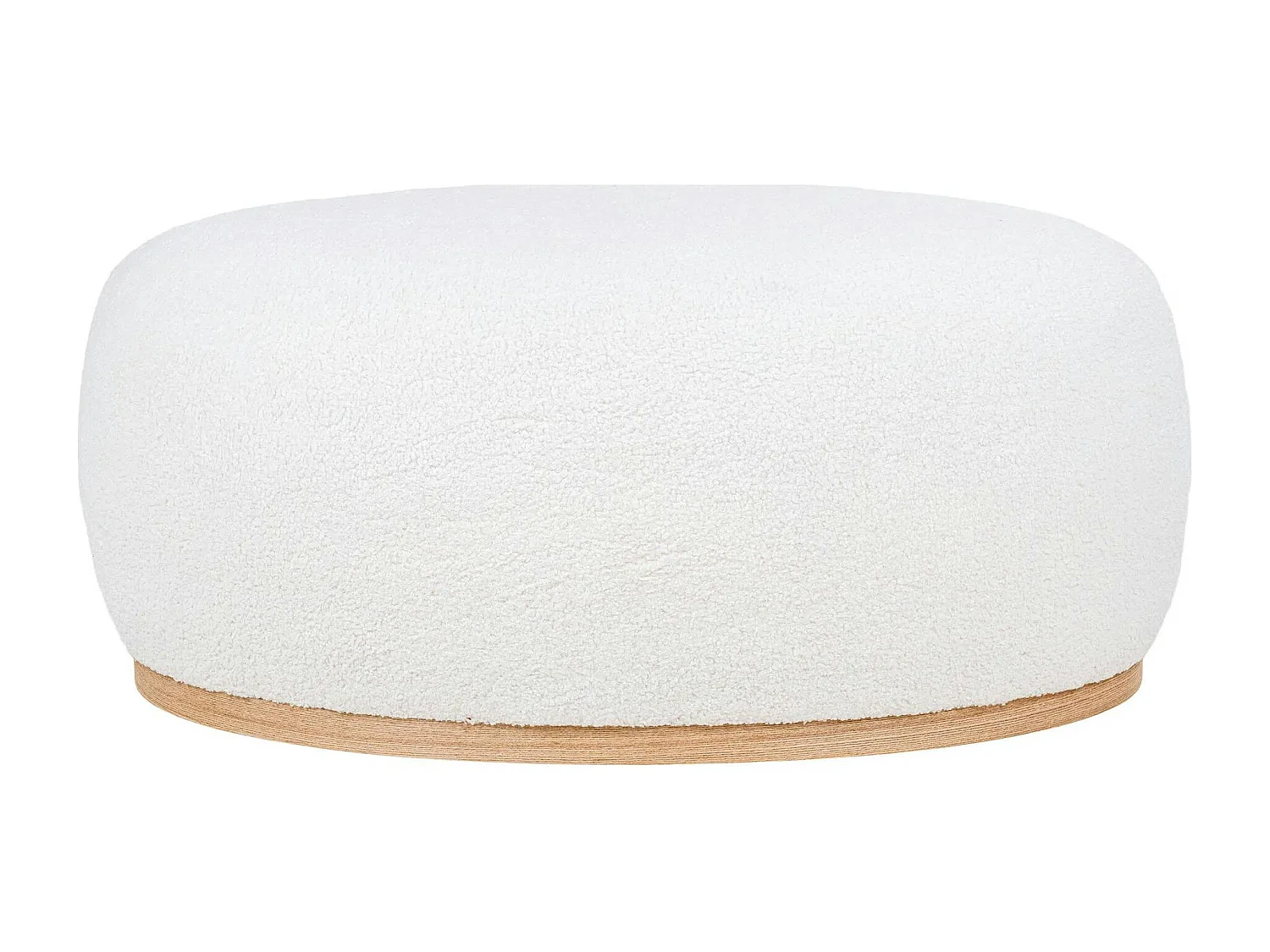 Pouf blanc forme organique sur base en bois BRUGES