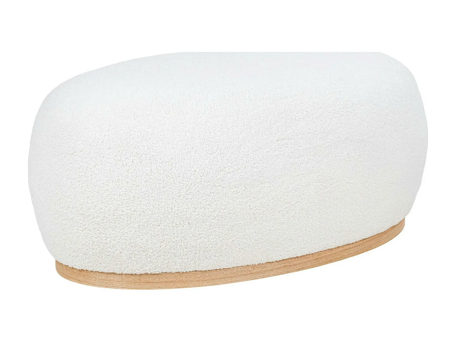 Pouf blanc forme organique sur base en bois BRUGES