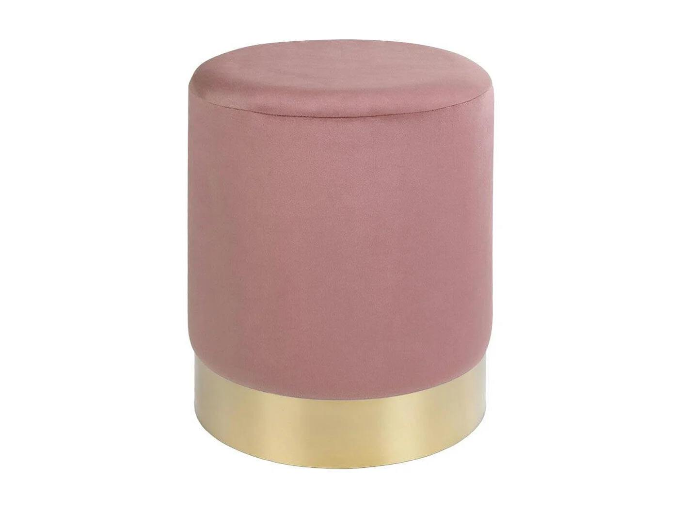 Pouf en velours rose sur base dorée BRUGES