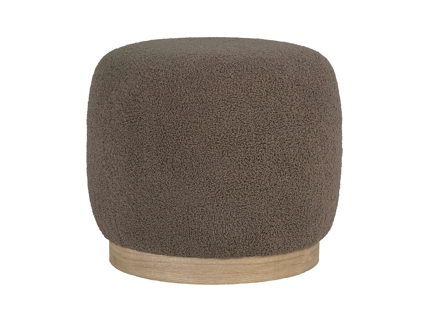 Pouf rond marron effet fourrure sur base bois BRUGES