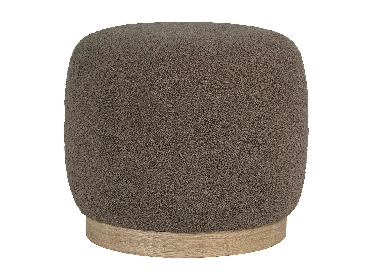 Pouf rond marron effet fourrure sur base bois BRUGES