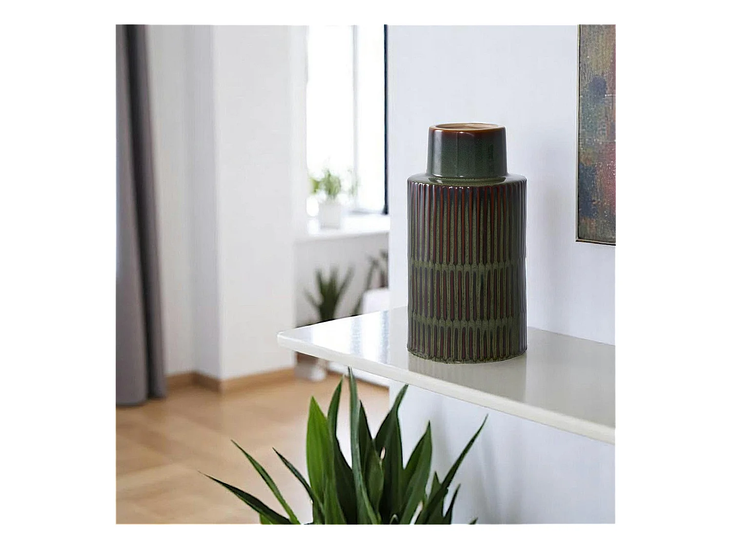 Vase vintage marron et vert