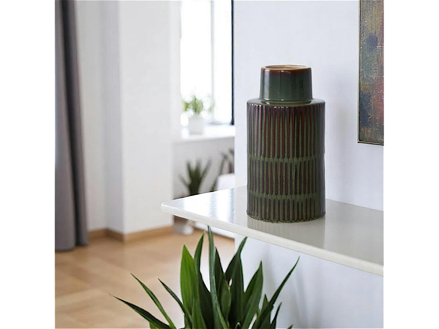 Vase vintage marron et vert