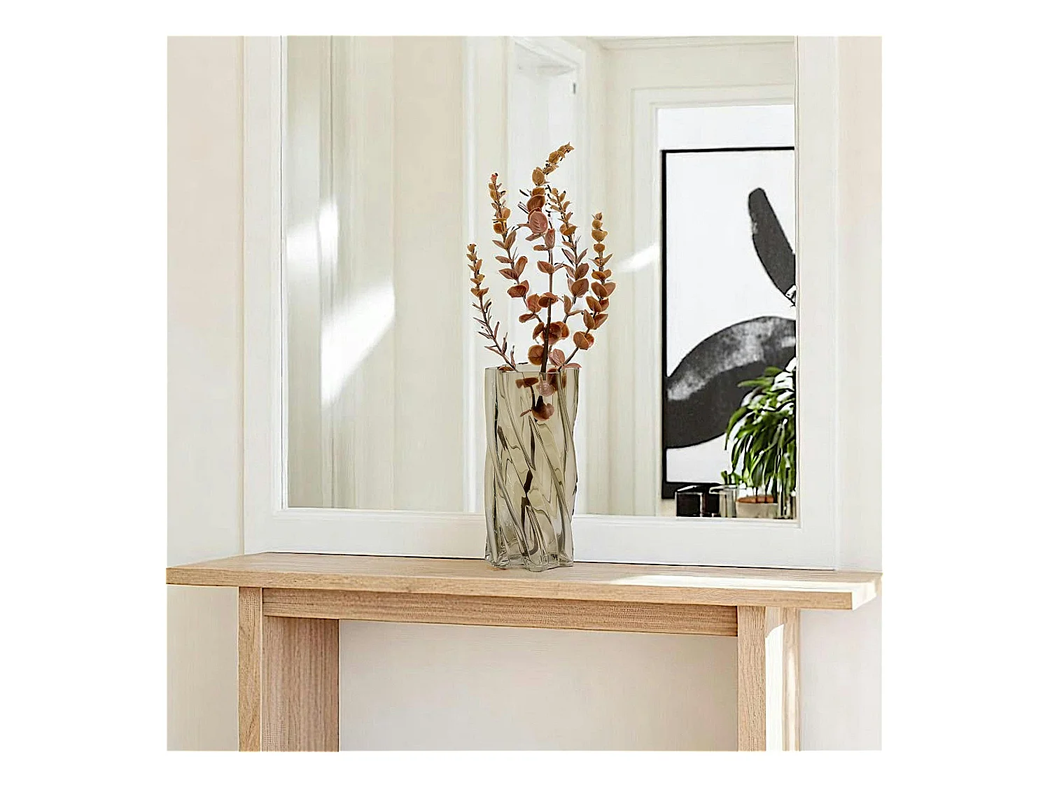 Vase décoratif vert en verre soufflé