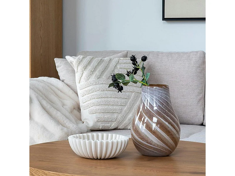 Vase décoratif marron et blanc en verre