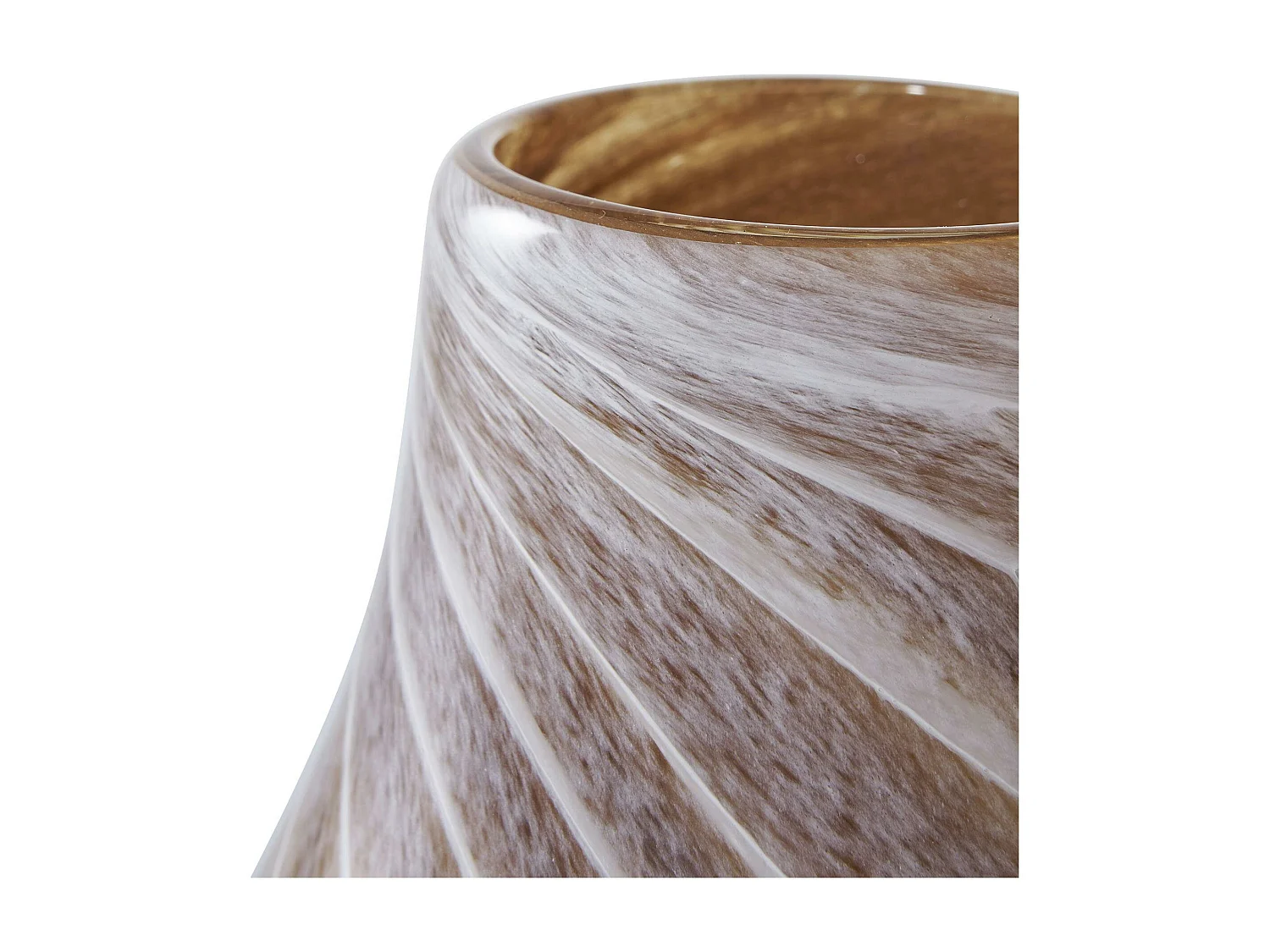 Vase décoratif marron et blanc en verre