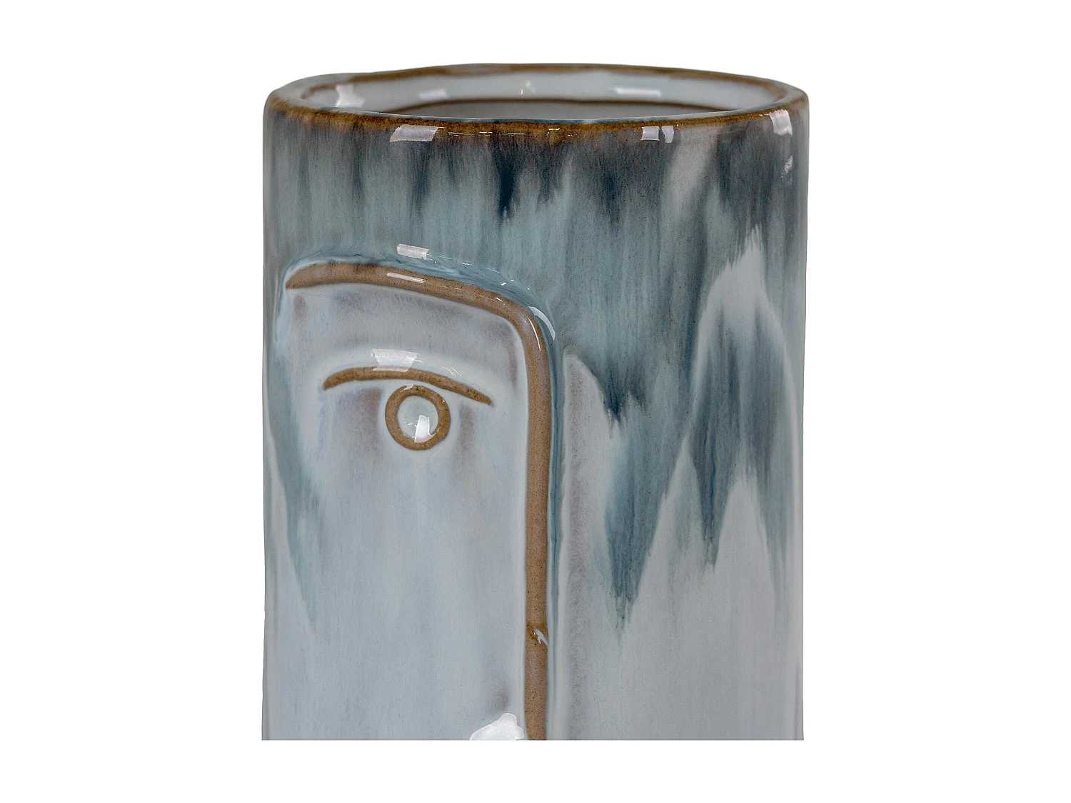 Vase moderne bleu avec motif visage