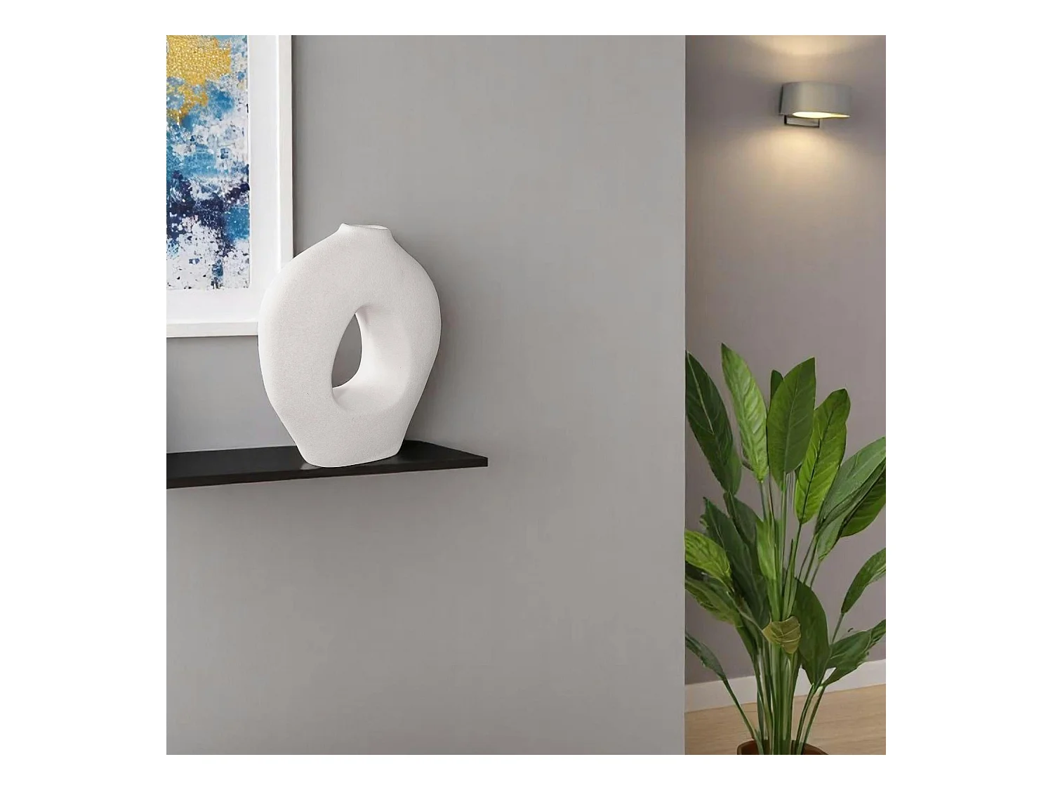 Vase donut en céramique blanche