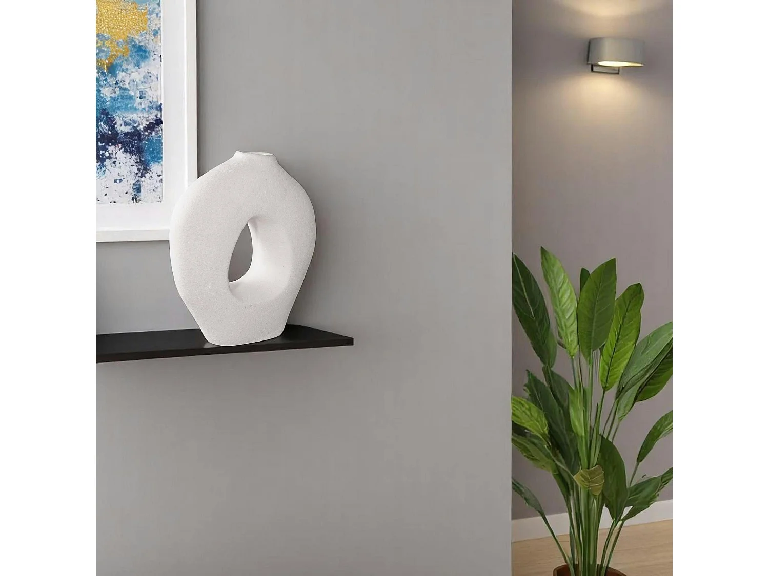 Vase donut en céramique blanche