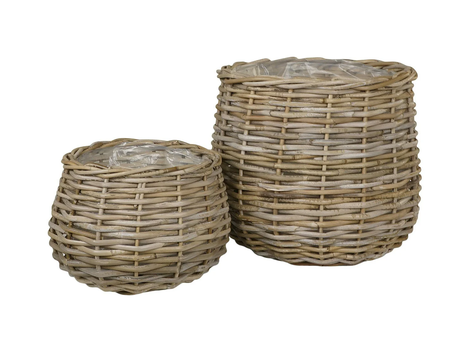 Cache-pot en rotin, forme boule (lot de 2)
