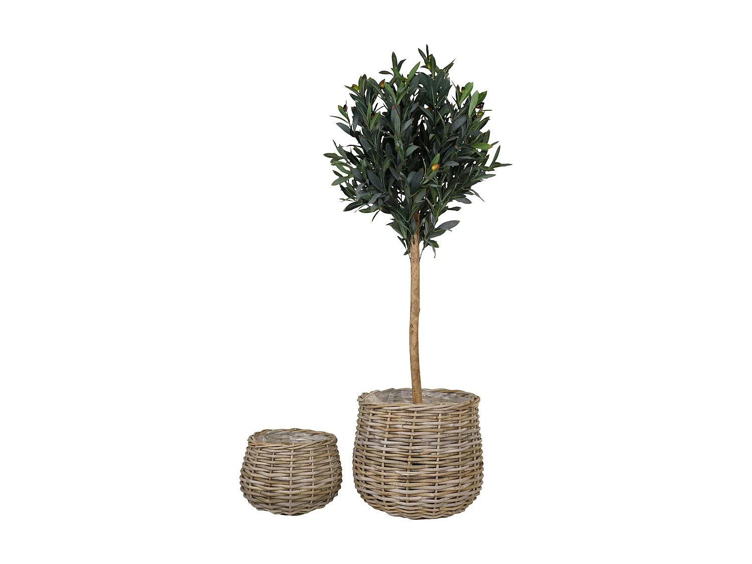 Cache-pot en rotin, forme boule (lot de 2)