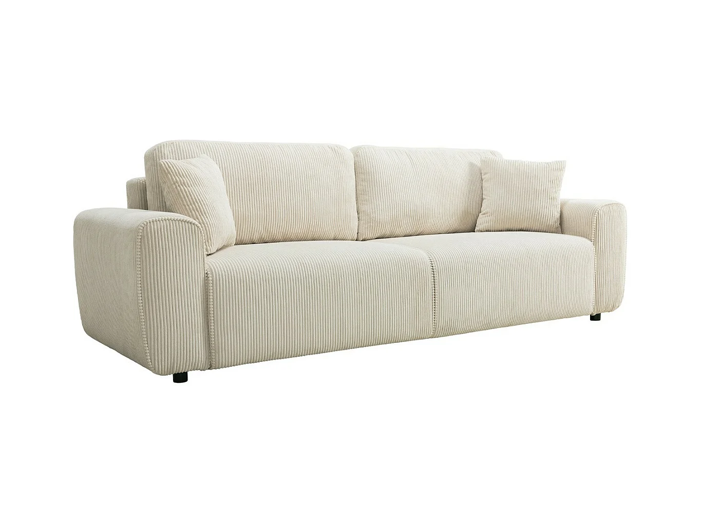 Canapé convertible 3 places en velours côtelé beige - Grazia