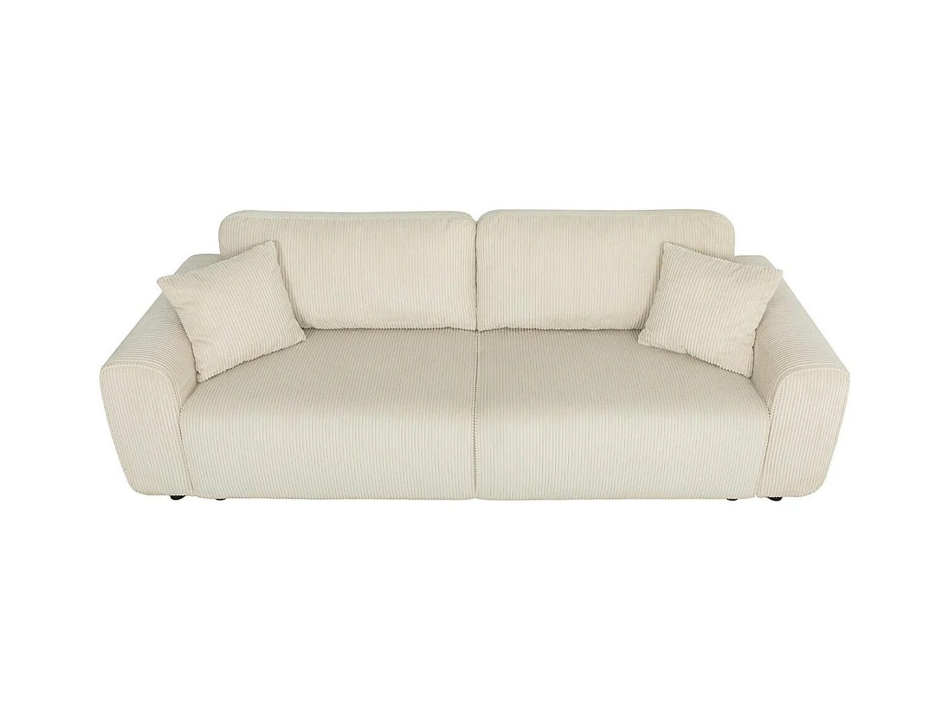 Canapé convertible 3 places en velours côtelé beige - Grazia