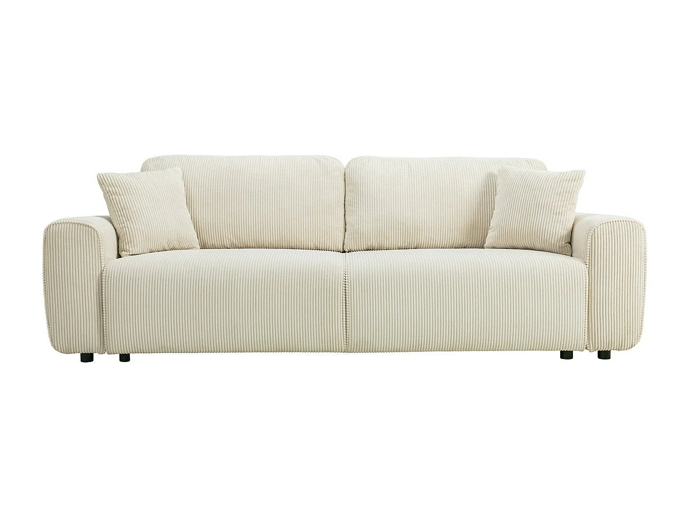 Canapé convertible 3 places en velours côtelé beige - Grazia