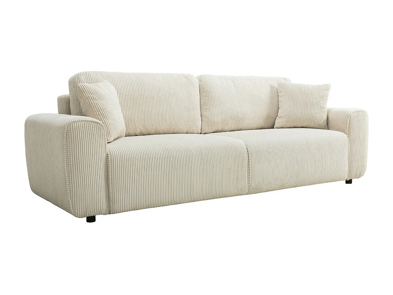 Canapé convertible 3 places en velours côtelé beige - Grazia