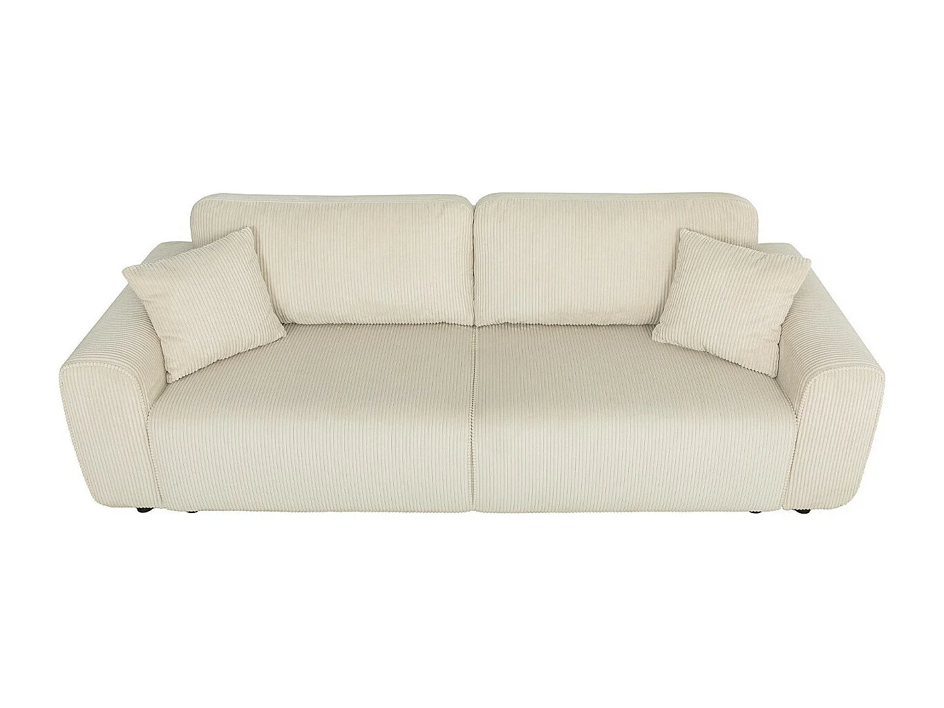 Canapé convertible 3 places en velours côtelé beige - Grazia