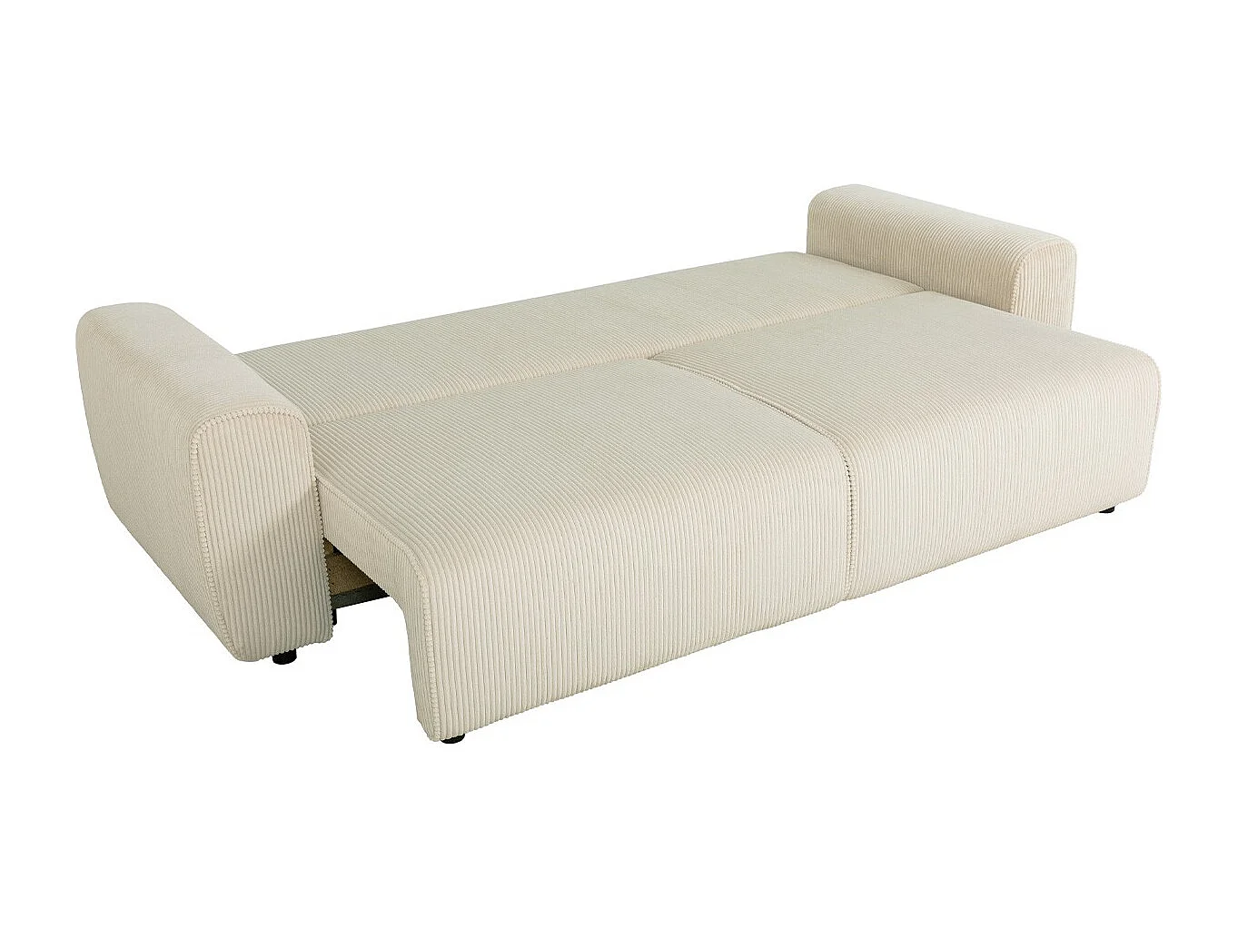 Canapé convertible 3 places en velours côtelé beige - Grazia