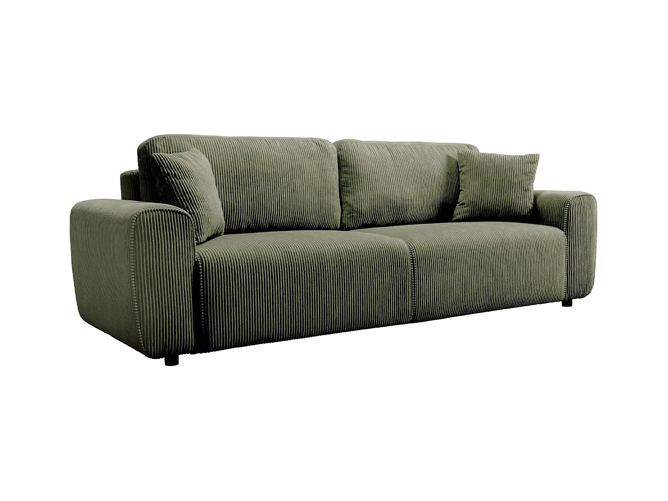 Canapé convertible 3 places en velours côtelé vert kaki - Grazia