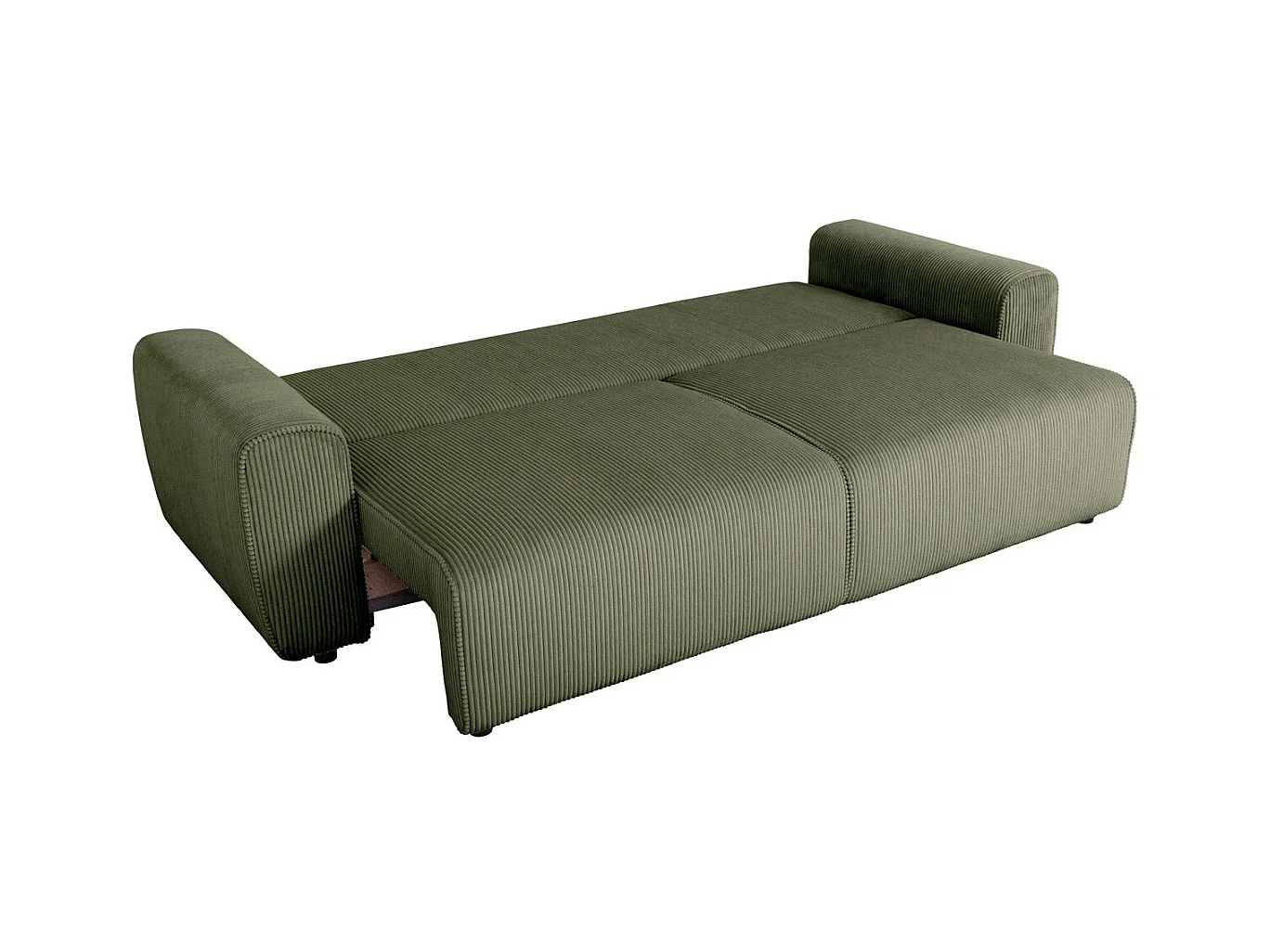 Canapé convertible 3 places en velours côtelé vert kaki - Grazia