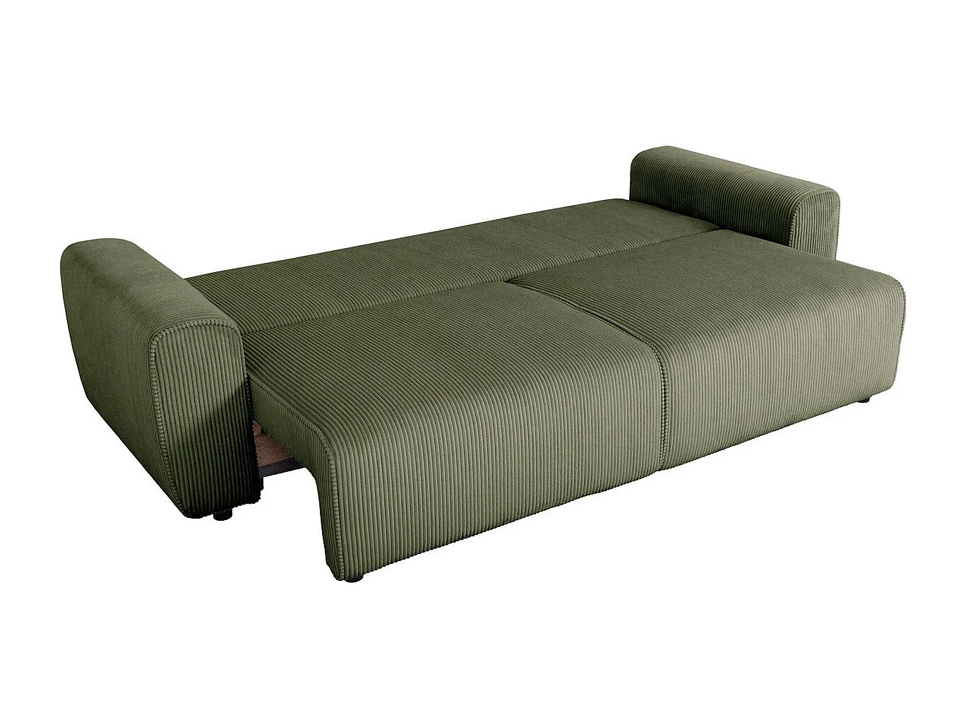 Canapé convertible 3 places en velours côtelé vert kaki - Grazia