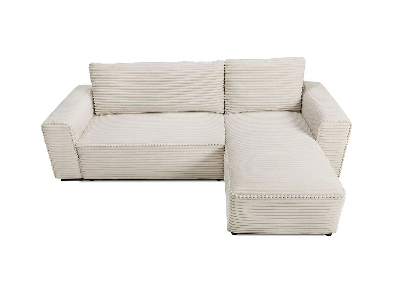 Canapé d'angle convertible réversible 3/4 places en velours gros côtelé beige - Farrow