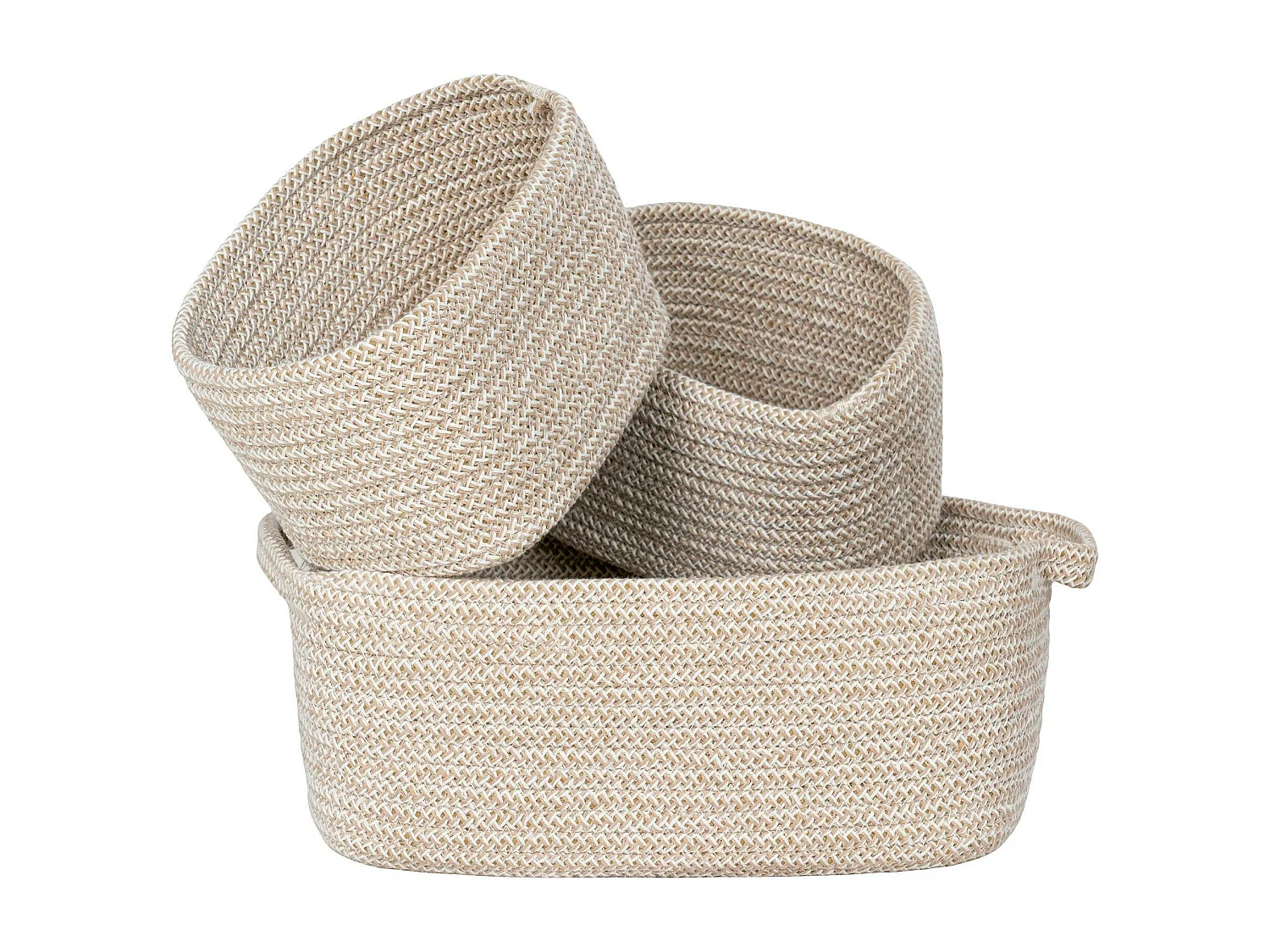 Panier de rangement en coton beige pour la maison (lot de 3)