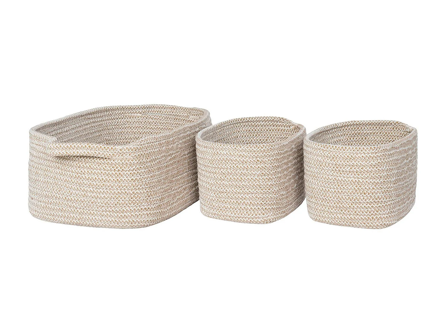 Panier de rangement en coton beige pour la maison (lot de 3)