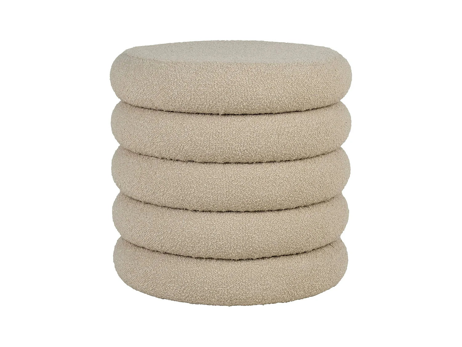 Pouf avec rangement, tissu bouclette beige BRUGES