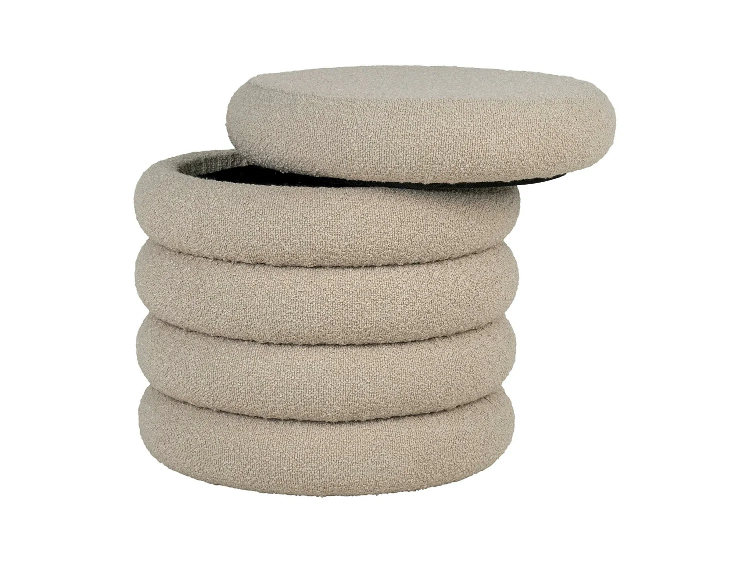 Pouf avec rangement, tissu bouclette beige BRUGES