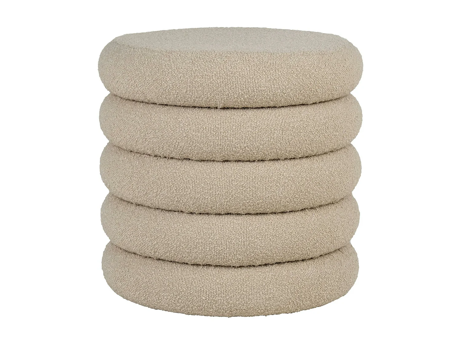 Pouf avec rangement, tissu bouclette beige BRUGES