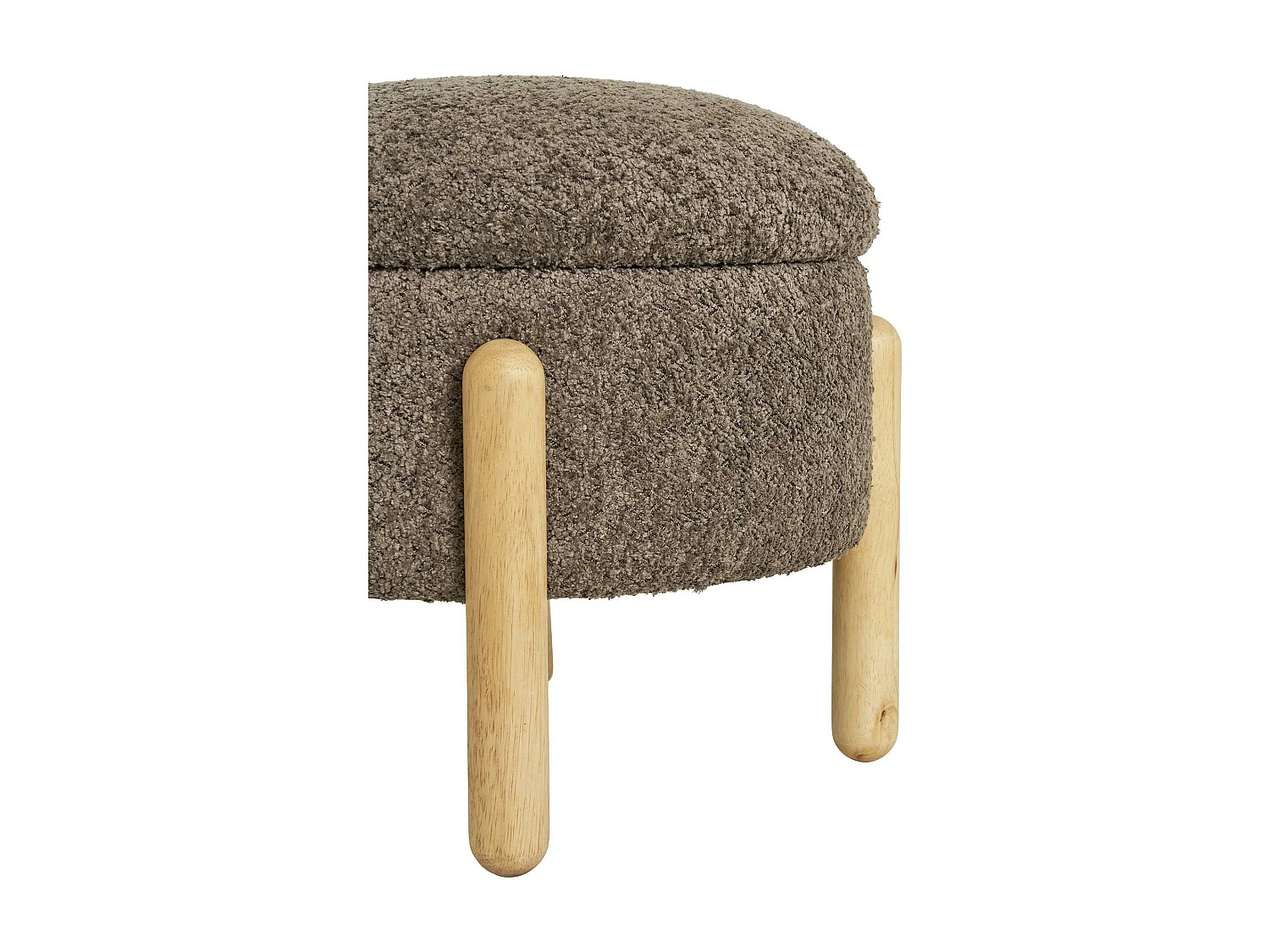 Pouf marron avec rangement, pieds en bois blond BRUGES
