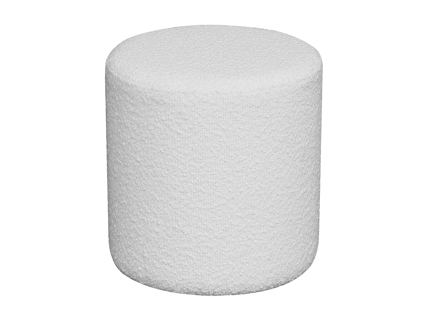 Pouf rond blanc en tissu bouclette BRUGES