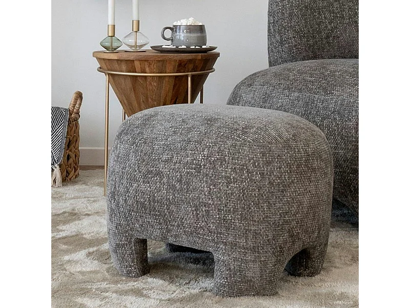 Pouf repose-pieds gris sur 4 pieds BERLIN