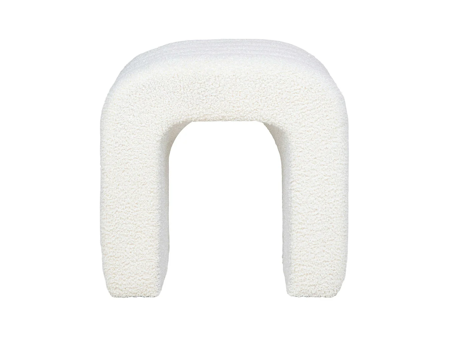Pouf tabouret design blanc, effet fourrure BRUGES