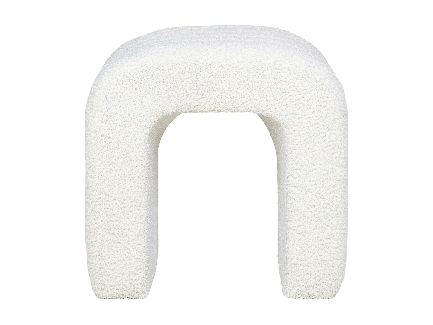 Pouf tabouret design blanc, effet fourrure BRUGES
