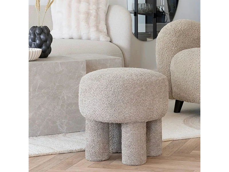 Pouf de salon gris clair sur pieds BRUGES
