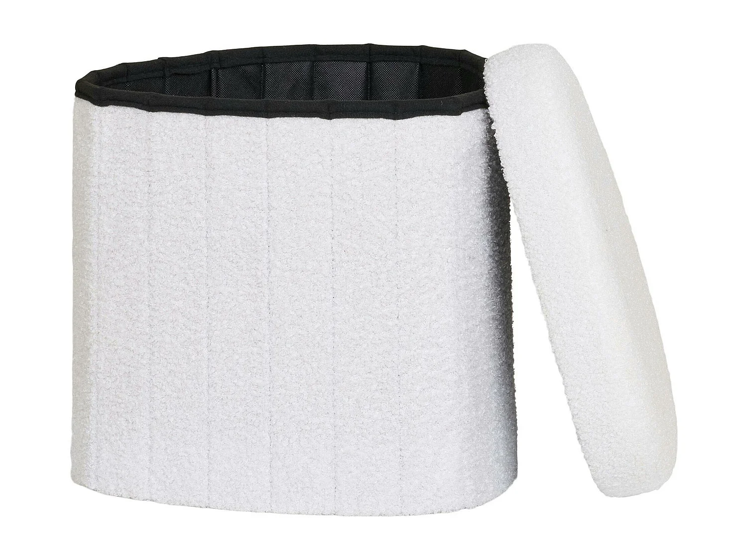 Pouf blanc avec rangement, forme organique triangle BRUGES