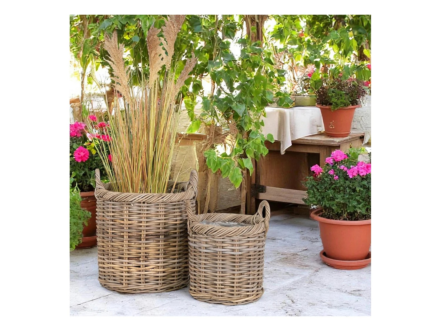 Cache-pot haut pour plantes ou graminées (lot de 2)