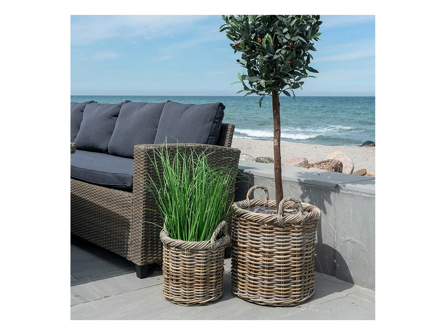 Cache-pot haut pour plantes ou graminées (lot de 2)